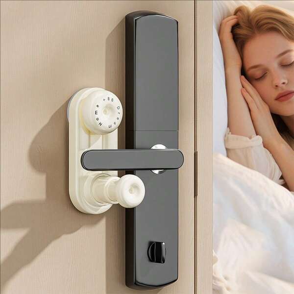 قفل باب محمول، مجموعة من موانع الأمان المضادة للسرقة لباب، نوع كوب شفاط بدون ثقب، سهل التركيب والإزالة، مناسب لأغلب أقفال الأبواب، مناسب للمنازل والفنادق، لا يتطلب مصدر طاقة، تطبيق يدوي، إكسسوارات سفر وحماية شخصية أساسية للفتيات اللاتي يعشن بمفردهن