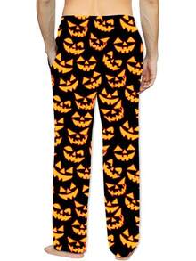 Mens Pajama Pants Christmas Halloween Sleepwear Lounge Pjs Pants With Pocketshalloween - Bí ngô cười - Xem 3
