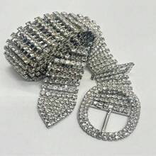 Vintage Silver Waist Belt, 1PC - Full Diamond-Encrusted For High-End Elegant Women, Wonderful Gift For Elegance Lovers, Suitable For Daily Wear, Evening Gatherings & Glamorous Casual, A Thoughtful Present For Women Into Timeless Sparkling Aesthetics