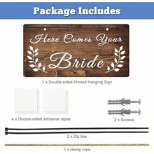 Wedding Sign Wedding Hanging Plaque Bride Groom 10x5 Inch Decorations Anniversaries Ceremony Hanging Decor Home Wall Room Wooden Reception Keepsake Double Sided Sign - 你的新娘來了 - 查看 7
