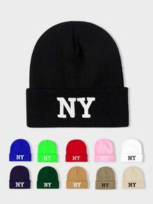 1 pieza Gorro elástico de punto unisex para otoño/invierno, gorro de moda estilo hip hop con bordado de NY, gorro tipo beanie Y2K - sombrero de punto - Ver 13