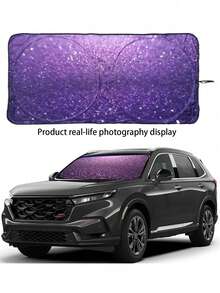 1 pieza Parasol plegable para parabrisas de vehículo, color morado, protección térmica, bloqueo de rayos UV, mantiene el vehículo fresco para automóvil, camión y SUV - Multicolor - Ver 3