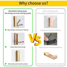 ¡Recomendado4 Piezas Oro Plegable Ganchos de Pared, Alta Resistencia para Colgar Abrigos, Toallas, Mochilas, Bolsas de Oro Cepillado, Ganchos de Toalla en el Baño, Armario, Entrada, Piscina y Cocina¡Top de Temporada - 1 - Ver 3
