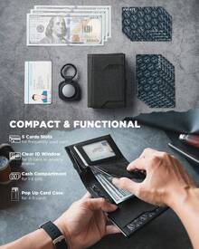 Cartera para AirTag de Hombre, Portatarjetas RFID Antirrobo, Regalo para Hombre, Cartera con Llavero, Cartera Simple para el Día del Padre (Negro) - gris - Ver 1