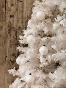 A White Bare Christmas Tree, High-Density Artificial Pine Tree With Base, Easy To Assemble, Holiday Decoration, Not Lit, Artificial Half Christmas Tree, Create A Festive Atmosphere, Space-Saving Design, Can Be Used Indoors And Outdoors, Christmas Decoration, Suitable For Home, Office - White - View 2