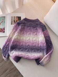 Girls & Teens' Cute Ombre Knit Pullover Sweater, Suitable For Vacation, Daily Wear, Spring, Autumn, Winter