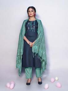 Traditional Salwar Kameez Suit,Cultural Wear For Women, 05 - 彩色 - 查看 1