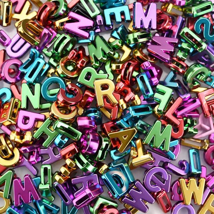 100 颗彩色字母亚克力隔珠，尺寸为 13*5 毫米，带有 26 个英文字母，适用于珠宝制作、DIY 珠宝制作、优雅手链耳环项链毛衣链、手链、钥匙扣脚链、手机装饰配件、理想的节日礼物、吊坠、珠宝制作 - 彩色 - 查看 9