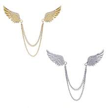 1/2/3 قطعة دبوس ياقة سلسلة رجالي مزين بحجر - رأس الذئب والتاج والجناح سلسلة ياقة طويلة - دبوص صدر فاخر مرصع بالراين ستون للزفاف، ذهبي وفضي