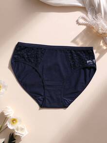 8件装女士性感蕾丝拼接内裤棉质低腰无缝三角裤柔软透气舒适内衣适合瑜伽、运动和日常穿着 - 彩色 - 查看 3