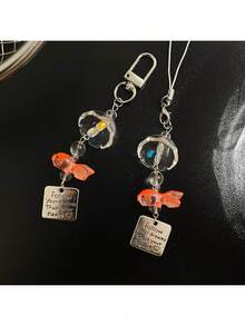 Dreamy Goldfish Pendant Cute High-Value Girl Bag Pendant Keychain - 金魚掛件附鑰匙圈長款 - 查看 2
