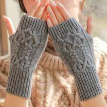 Knitted Gloves Touch Screen Twist Knot Short Wrist Cover Autumn And Winter New Women's Warm Fashion Fake Sleeve Dew Finger Gloves