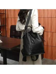Bolsa mochila feminina da moda de material PU à prova d'água - Azul - Visão 3