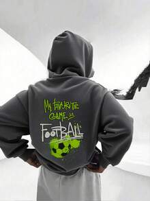 1pc Tween Boy Casual Printed Pullover Sweatshirt, Thermal Lined, Long Sleeve, Autumn/Winter