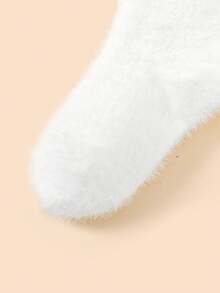 5 Paar Dicke Kunstfell Socken für Kleinkinder/Kinder, Blau & Rosa Cartoon Alien Stitch Design, modisch & vielseitig, weich & bequem, geeignet für Herbst/Winter Outfits, Schule, Lässig, Reisen, Feiertage, Zuhause, Business