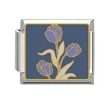 1PC Stainless Steel Italian Module Bracelet Components, Featuring Various Floral Patterns, DIY Making Jewelry For Bracelet Necklaces, Can Be Freely Matched With Different Styles