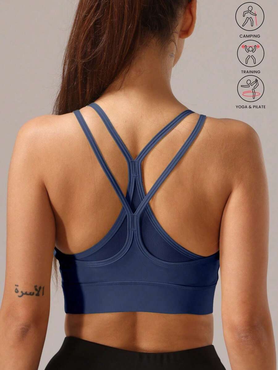 1pc Women's Elastic Yoga Sports Bra For Fitness & Outdoor Spring