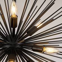 Sputnik Chandelier Solid Metal Starburst Chandelier Light Fixture 9-Light Mid-Century Modern Satellite Light Fixture For Living Room Dining Room Foyer Study Room Bathroom,E12 - 黑色 - 查看 2