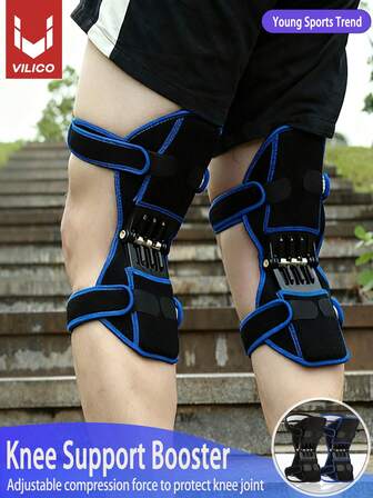 Kyncilor 1 st svart och blått knäboostskydd för kalla ben djup knäböjning bergsklättring knäskydd justerbar kompressionskraft lämplig för vandring och knäböj handtvättbar skyddsutrustning
