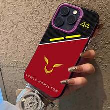 Funda de teléfono Lewis Hamilton  Fórmula 1 Team IMD Color carcasa plateada para 17 16 15 14 13 12 11 Pro Max Plus - Negro - Ver 3