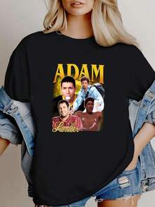 180g pure Cotton Retro Adam Sandler Shirt Adam Sandler Tshirt Adam Sandler T fashion streetwear designer clothes Stylish Summer Print Round Neck Short Sleeve Stretched Breathable Soft T-Shirt For Women Casual Casual female Top For Everyday Wear Versatile - Blanco - Ver 1