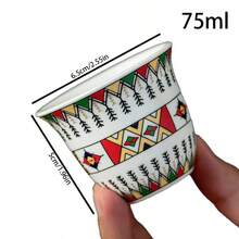 6pcs Luxury Gold Embossed Coffee Cup Set, Modern Middle Eastern Style Ceramic Tea Cups, Saudi Coffee Cups, Elegant Ceramic Mugs, Middle Eastern Style Holiday Gift, Comes With Crescent Moon & Star Gift Box, Designed For Turkish Coffee/Espresso, Elegant Drinkware For Turkish Coffee/Arabic Tea, Suitable For Home, Cafe, Holiday Gifts, Portable Small Coffee Accessories, Includes Exquisite Packaging, Suitable For Christmas, Ramadan, Eid Al-Fitr Gifts, Holiday Atmosphere Gifts