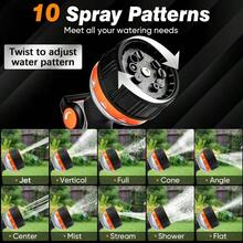 Garden Hose Nozzle Sprayer, Heavy Duty Metal Spray Nozzle With 10 Spray Patterns, High Pressure Hand Sprayer With Thumb Control On Off Watering Plants, Lawns, Car Pet Washing - Black - View 5