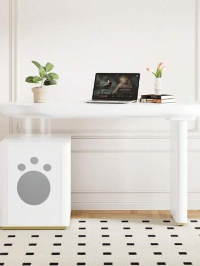 Moderne Bureau 117*50*74 Cm Wit Full Lacquer Finish, Cloud Shape, Drawers, Thickened Tabletop Legs, Rounded Curves, Stable Fully Lacquered, French