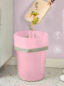 1Roll(50pcs) Drawstring Trash Bags, Pink Garbage Bags 13 Gallon,50 Pack Pink Garbage Bags, Heavy-Duty Leak And Tear Resistant, Quick-Tie Closure For Easy Use, Thickened Plastic For Kitchen, Bathroom, Office, Car, Travel, Camping, Garage, Small Bin Liners - 粉色 - 查看 11