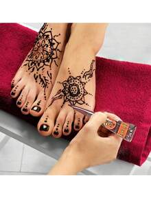 1/3Pcs Henna Tattoo Paste | 9 Colors Available (Including Brown/Black/Red & More) | Special For Temporary Tattoos | Semi-Permanent & Waterproof Formula | Long-Lasting, No Fading | Easy To Use With Stencils | Beginner-Friendly | Suitable For Body Painting & Art Tattoos | Skin-Friendly | Rich Pigmentation | Create Unique Temporary Tattoos - 彩色 - 查看 4