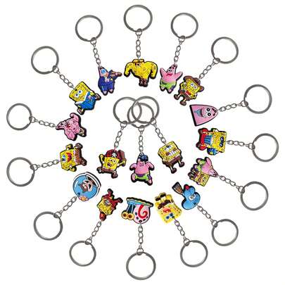 5/10/20pcs SquarePants Themed Creative Birthday Party Gifts Keychains, Cute, Squidward Tentacles Keychains, Backpack Decorations, Car Pendant, Backpack Hanging Ornaments, Perfect Gifts For Birthday, Holiday, Halloween, Christmas, Anniversary Parties