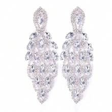 1 par de pendientes colgantes con colgante de hoja colorida, accesorios de pendientes largos formales