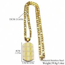 Stil hip hop din oțel inoxidabil, geometric, Dog Tag, pandantiv, colier pentru bărbați, culoare aurie, lanț cu farmecul, bijuterii punk masculine, cadou