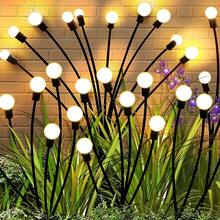 Luzes solares externas tipo vaga-lume - 6/8/10 LEDs, sem bateria e com movimento oscilante devido ao vento, ideais para decoração de jardins, pátios e festas (branco quente/multicolorido)