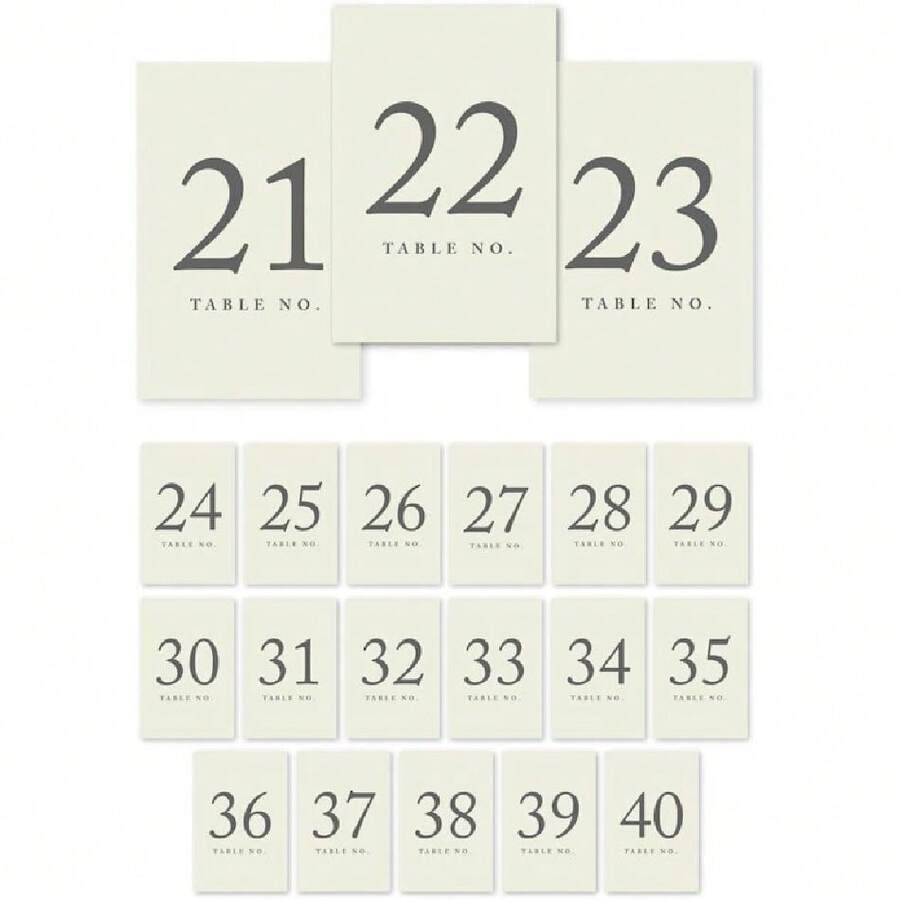Table Numbers 2-40 On Perforated Paper, Ivory, 4x6-Inch Single Sided Sign, -Set, For Weddings, Engagement,22699528 - 紅木色 - 查看 1