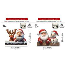 1 pieza, Decoración de pared y valla de estilo rural de madera con Papá Noel, muñeco de nieve y reno, decoración de patio navideño, madera, decoración de pared y valla de jardín interior/exterior, sin electricidad requerida, fácil de instalar (con tornillos), regalo navideño para amigos, decoración navideña, 2D