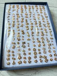 RINTOLER 100pairs Rhinestone Decor Stud Earrings
