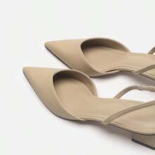 Sandalias de mujer Baotou Nuevo estilo veraniego: sandalias minimalistas de punta afilada y tacón cuadrado Zapatos planos de tacón alto y correa fina para mujer tacones altos - Beis - Ver 7