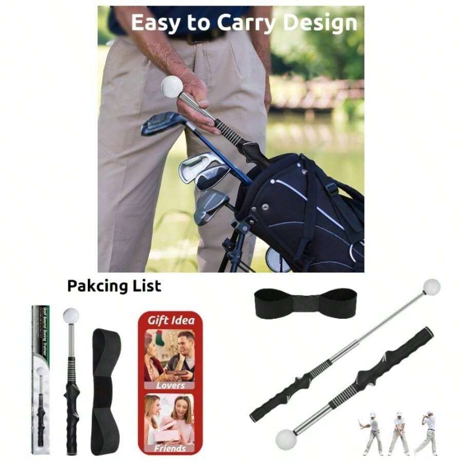 Retractable Swing Trainer, Grip Trainer Warm - Ups, Indoor Practice, Right - Handed Clubs, Accessories - Strength And Tempo Training Chip Shot - đen - Xem 1