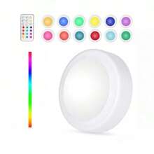 1/3/6pcs Wireless Wall Lights, Living Room Lighting, Triple RGB Wireless LED Wall Lamps, Cabinet Lighting, LED Spotlights, Battery Powered With Remote Control, Lighting Fixtures, LED Lights, Night Lights, Illumination, Reading Lights, Wireless Spotlights, Suitable For Corridor, Bathroom, Bedroom, Kitchen Cabinet, Stairs, Home Decor - 白色 - 查看 15