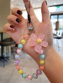 Pink Mobile Phone Lanyard, Korean Pearl Flower Decoration, Key Chain Key Chain Bag Pendant Bag Pendant Bag Ornaments Chain Bag Hanging Ornaments, Suitable For Mobile Phones, Bags, Key Chains, Etc. Suitable For Girls, Women, College Students, New Employees, White-Collar Women Gift Accessories Decoration. Car Pendants, Women'S Key Chains, Key Pendants,