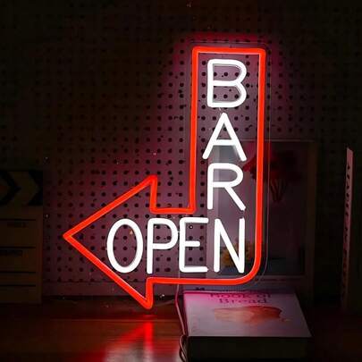 [Insegna al neon, dimmer] Insegna al neon "Bar Aperto" alimentata a USB - Dimmer, luce decorativa da parete per bar, man cave, feste e altro