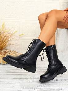 Women's Fashion Round Toe Lace-Up Ankle Boots And Short Boots, Comfortable Classic Plus Size, Autumn/Winter