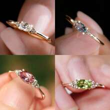 4PCS Luxurious Women's Rings Sparkling Elliptical Rings For Women Engagement Wedding Band Promiss Ring Birthday Merry Christmas Valentine's Day Anniversary Gift For Her Jewelry Ring - Nhiều màu - Xem 2