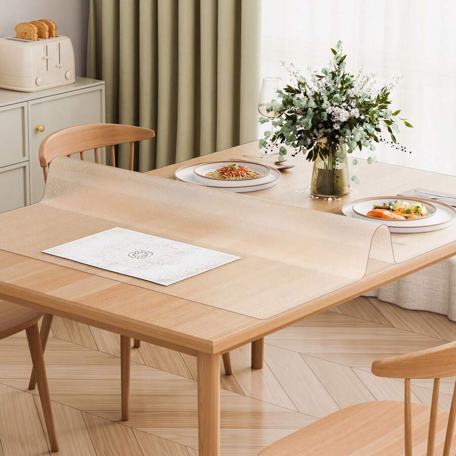 Plastic Tablecloth, 61 X 121.9 Cm, 1.5 Mm Thick, Frosted Table Protector, Rectangular PVC Desk Pad, Waterproof And Easy-Clean Desk Mat, Table Cover, For Office, Dresser, Dining Room Table, Nightstand - 24x48 Zoll mờ 1,5 mm - Xem 1