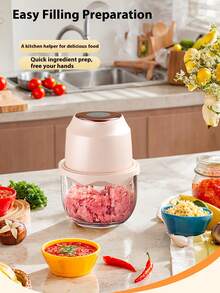 1pc 350ML Wireless Multifunctional Electric Food Processor, 40W Power, Silicone Gasket, Anti-Slip, Good Texture And Quality, Convenient. Home Food Processor, Cooking Assistant, Suitable For Baby Food Preparation And Cooking Ingredient Chopping