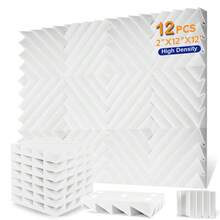OLOEY 12/24 chiếc, xốp cách âm rãnh kim cương mật độ cao 12x12x2 inch, tấm xốp cách âm văn phòng studio, tấm ốp tường công nghiệp - Nhiều màu - Xem 11