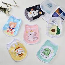 Six-Piece Pet Clothes Set For Cats And Dogs, Animal Print Summer Cute Cartoon Vest, Bichon Teddy Pomeranian - 彩色 - 查看 12