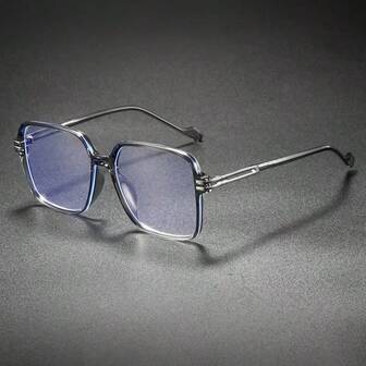 Unisex Large Frame Blue Light Blocking Glasses, Fashion Minimalist Style Suitable For Daily, Office, Casual Occasions. Not Only Corrects Vision (If Nearsighted), But Also Effectively Filters Blue Light To Protect Eyes, Enhancing Overall Look As A Stylish Accessory