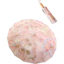 Meichoon UPF50+ - Paraguas con proteccin mejorado, fibra de vidrio de doble hueso grueso, elegante y duradero, 16 huesos, resistente al viento, compacto para viaje, sombrilla de sol y - A - Ver 2